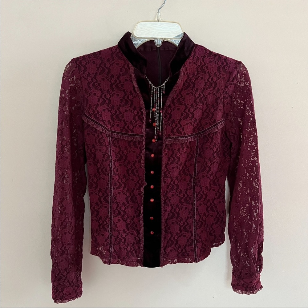 Women's Plum/burgundy Purple Lace Blouse